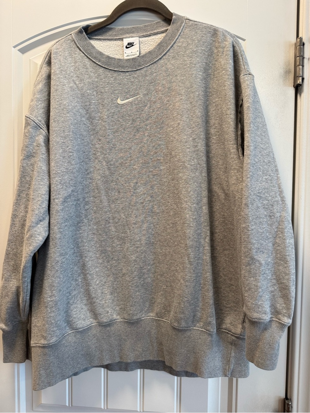 Nike Heather Gray Crewneck Sweatshirt with White Swoosh